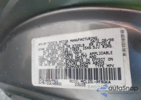 1998 Toyota Sienna Le from USA, damaged, VIN 4T3ZF13C2WU083596